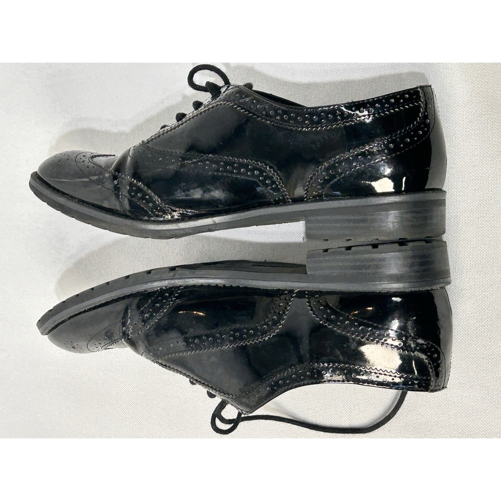 Ann Klein IFLEX Man Made Material Oxford Wing Tip 8M- BLACK GLOSS - Picture 5 of 8